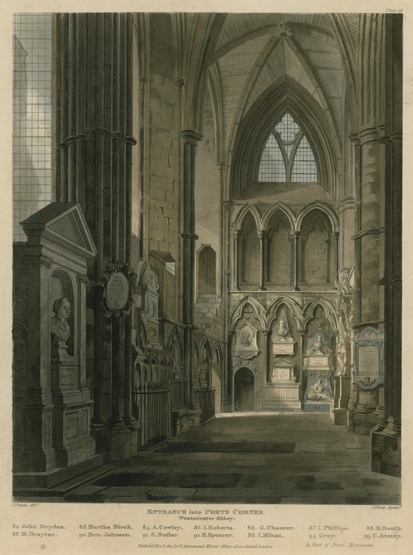 Indgang til Poets Corner, Westminster Abbey, London af Augustus Charles Pugin