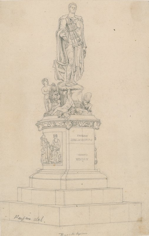 Statue af Frances, hertug af Bedford, på Russell Square i London af Augustus Charles Pugin
