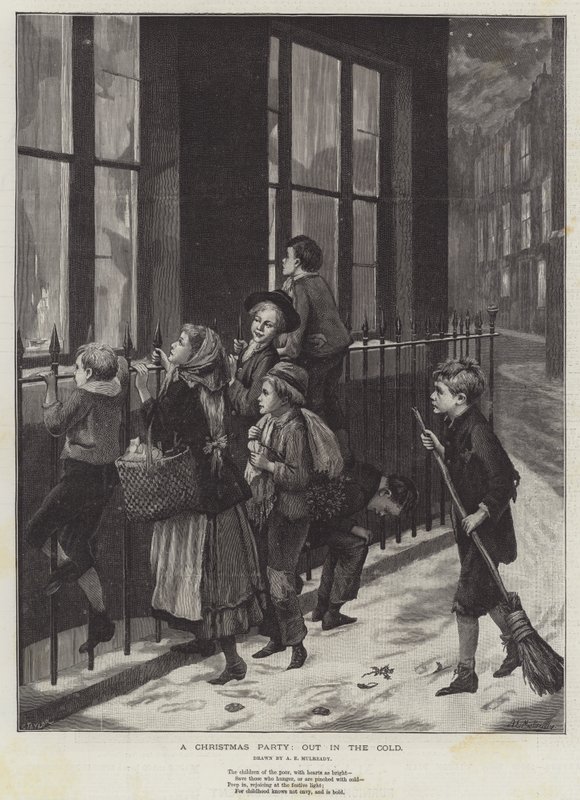 En julefest, ude i kulden af Augustus Edward Mulready