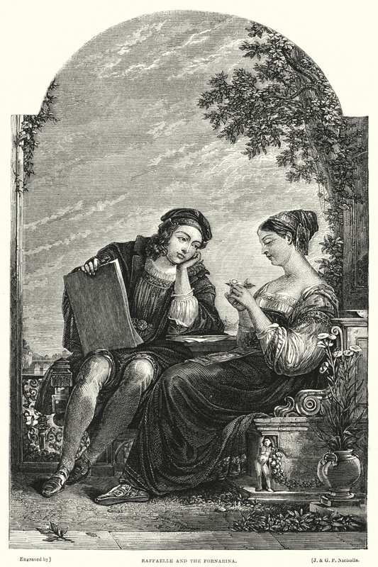 Raffaelle og Fornarina (gravering) af Augustus Wall (after) Callcott