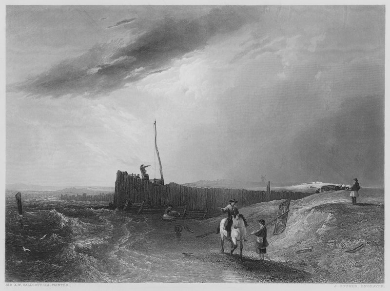 The Old Pier ved Littlehampton, fra billedet i Vernon Gallery (gravering) af Augustus Wall (after) Callcott