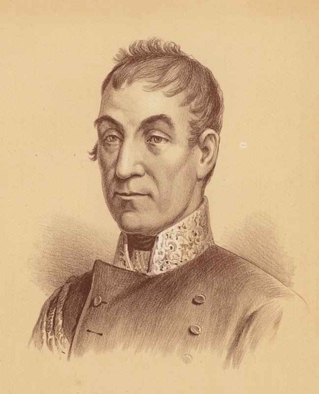 Generalmajor Lachlan Macquarie, femte guvernør i New South Wales (farvelitografi) af Australian School