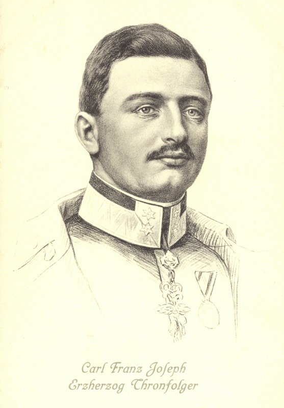 Ærkehertug Karl Franz Joseph af Østrig, arving til den østrig-ungarske trone (litho) af Austrian School