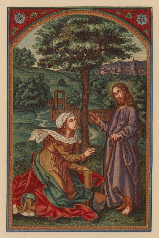 Jesus siger til hende: Maria! (chromolith) af Austrian School