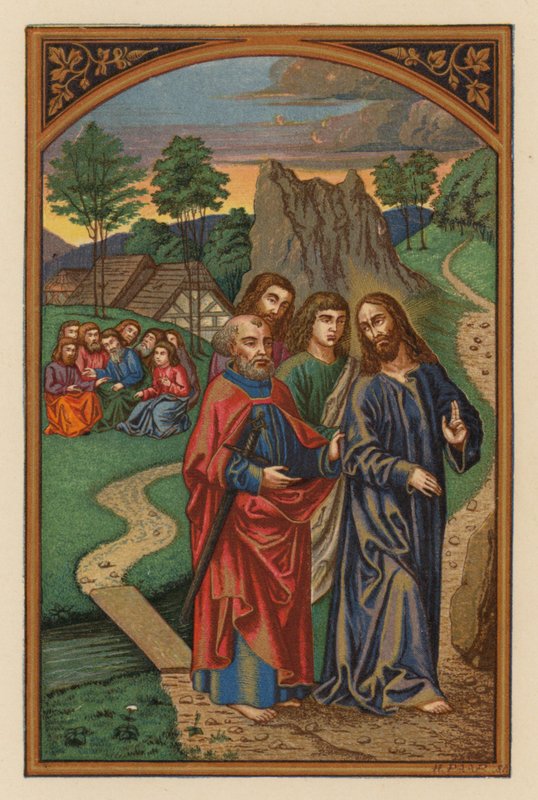 Jesus gik op til Oliebjerget (chromolith) af Austrian School
