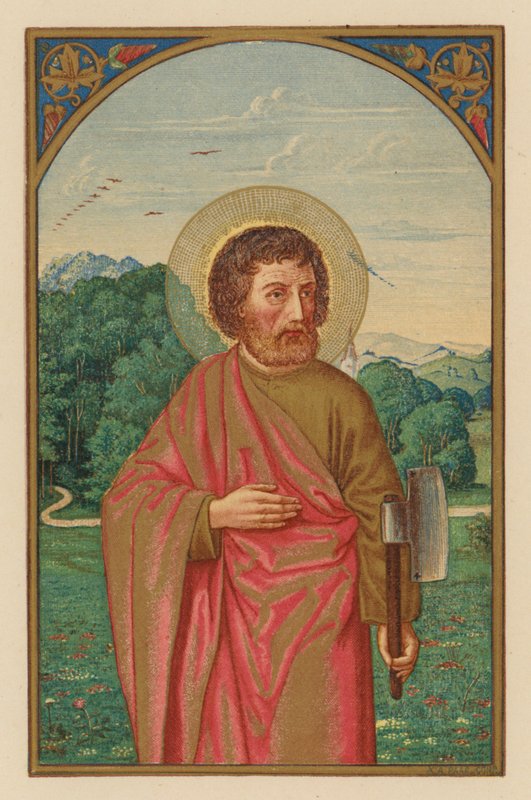 S Mathias, apostel (chromolitho) af Austrian School