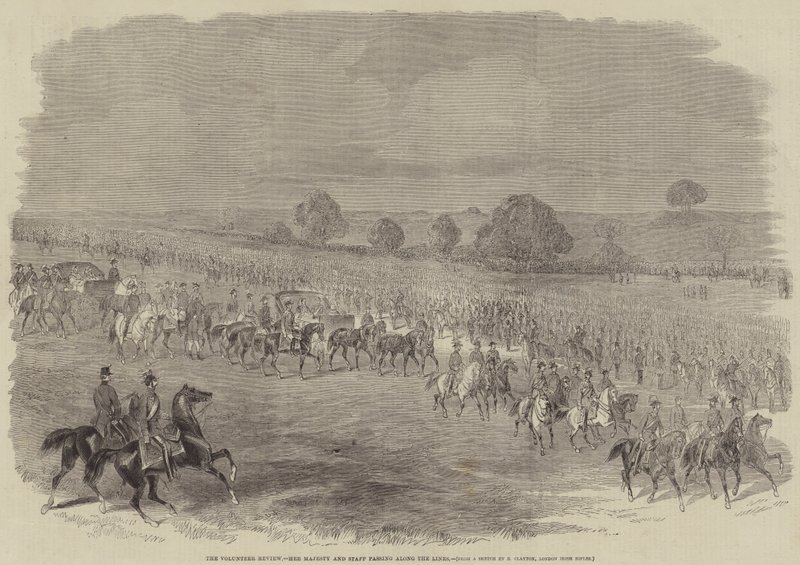Frivilligrevyen, Hendes Majestæt og Stab passerer langs Linjerne af B. Clayton