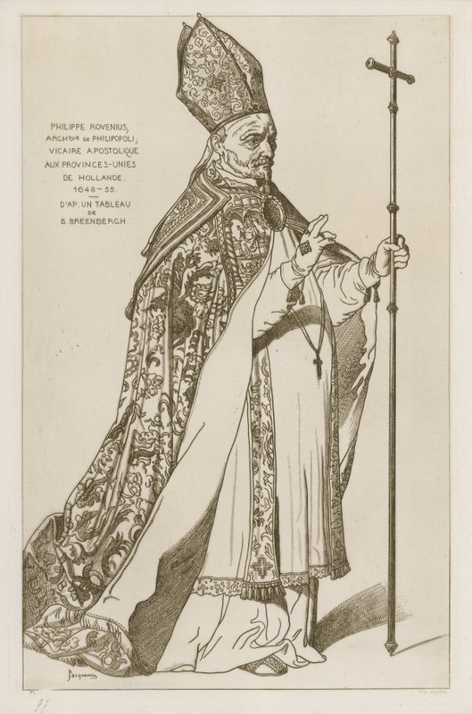 Philippe Rovenius, ærkebiskop af Philipopoli, apostolisk vikar, til de forenede provinser i Holland, 1648-55. Efter et maleri af B Breenbergh af Bartholomeus Breenbergh