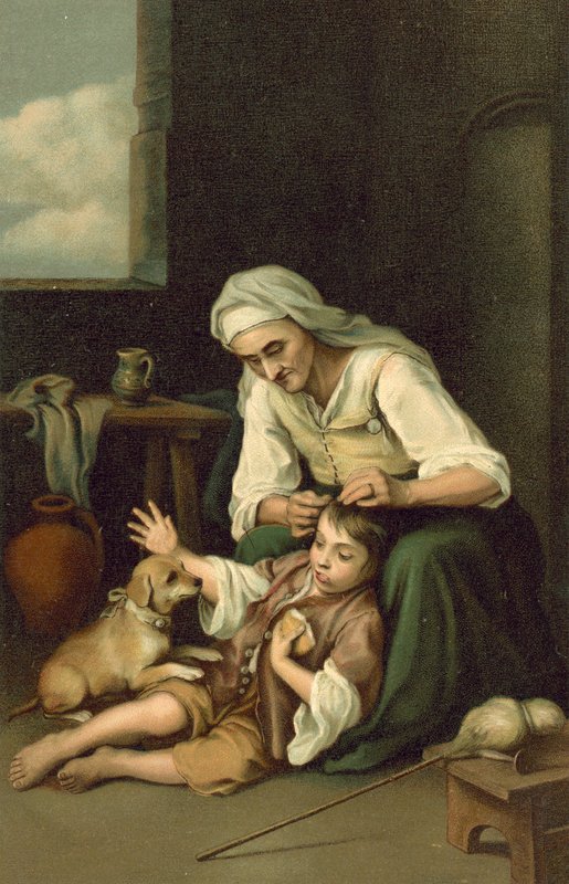 Gammel kvinde aflusning af en dreng af after Bartolome Esteban Murillo