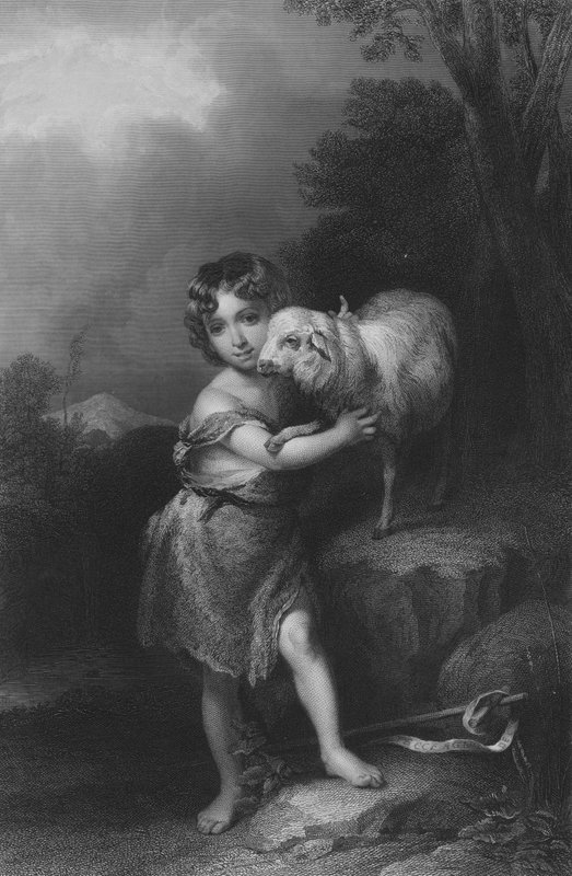 The Infant St John (gravering) af Bartolome Esteban (after) Murillo