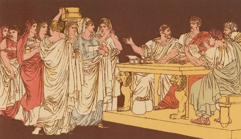 Romerske damer medbringer deres smykker af Bartolomeo Pinelli