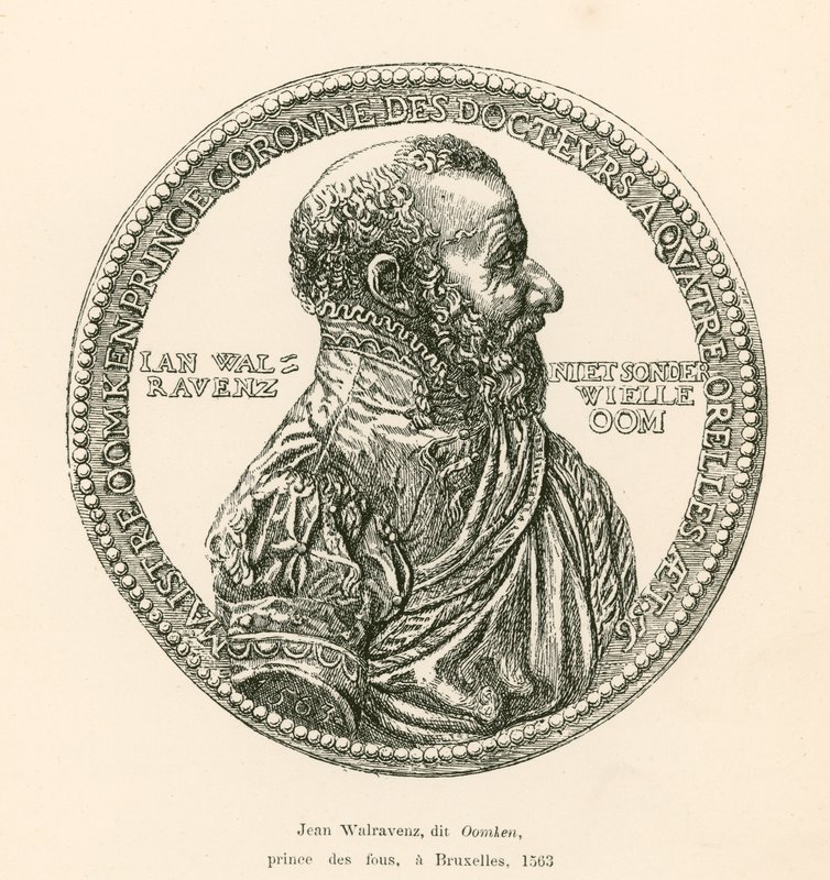 Jean Walravenz, kendt som Oomken, Prince of Fools, i Bruxelles, 1563 af Belgian School