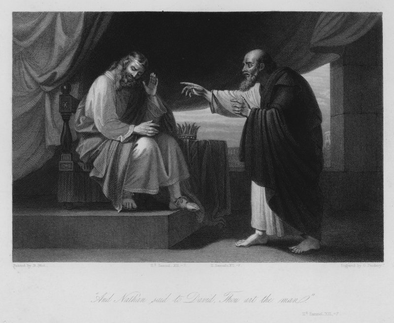 Nathan og David, II Samuel XII, 7 (gravering) af Benjamin (after) West