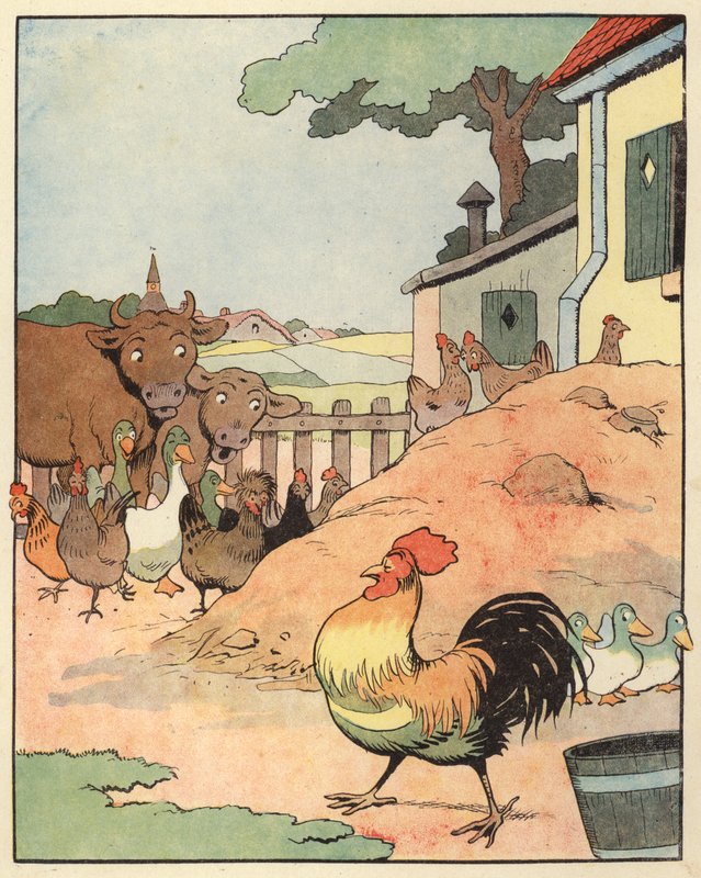 Illustration til Chantecler af Benjamin Rabier (farve litho) af Benjamin Rabier