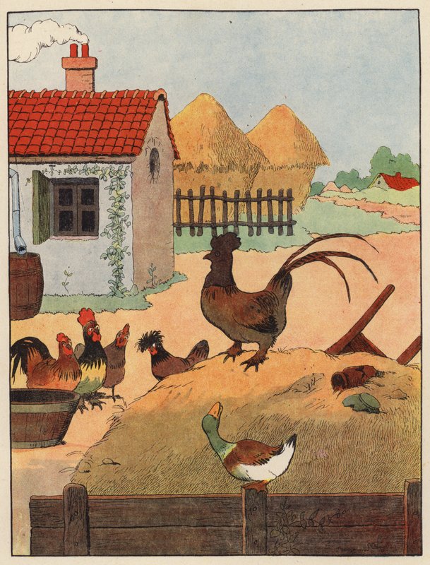Illustration til Chantecler af Benjamin Rabier (farve litho) af Benjamin Rabier