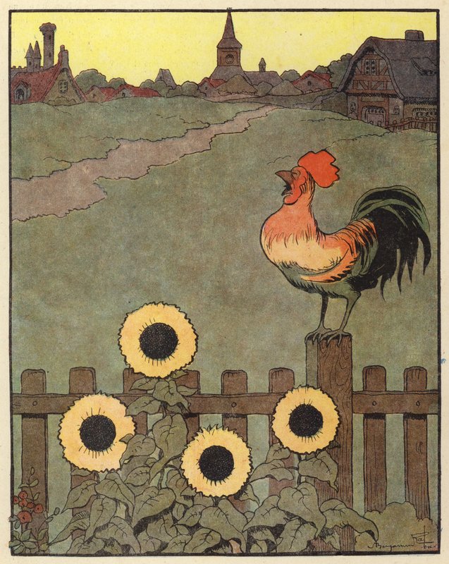Illustration til Chantecler af Benjamin Rabier (farve litho) af Benjamin Rabier