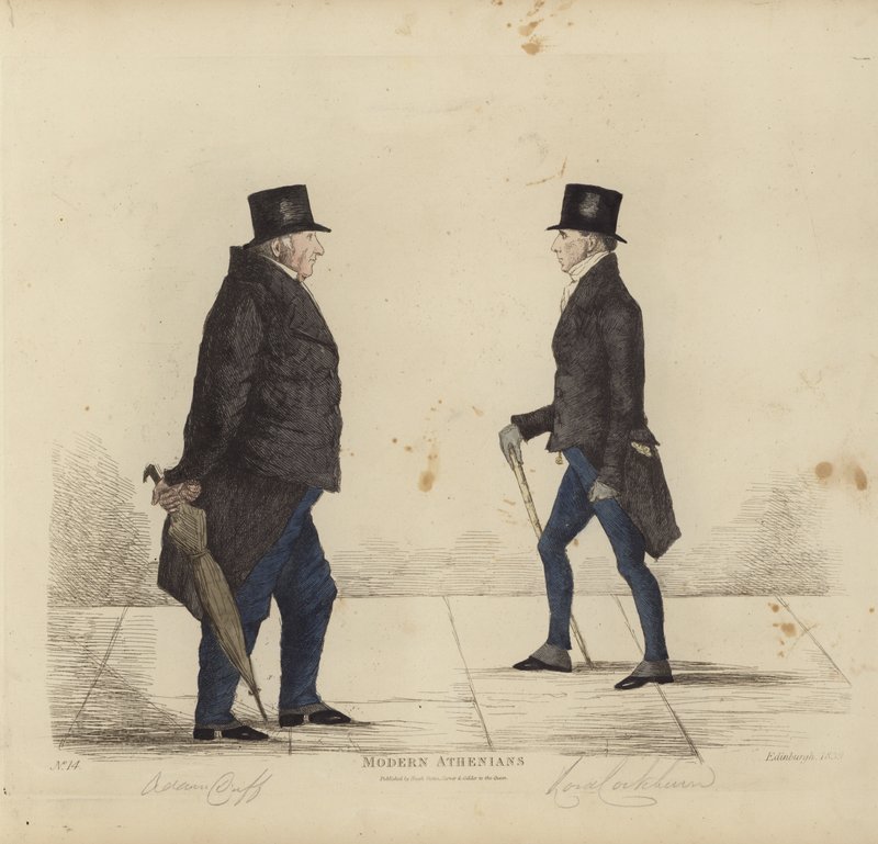Fremtrædende Edinburghianere, alias moderne athenere, Adam Duff, Esq, Sheriff of Midlothian, The Hon Henry (Lord) Cockburn (farvet gravering) af Benjamin William Crombie