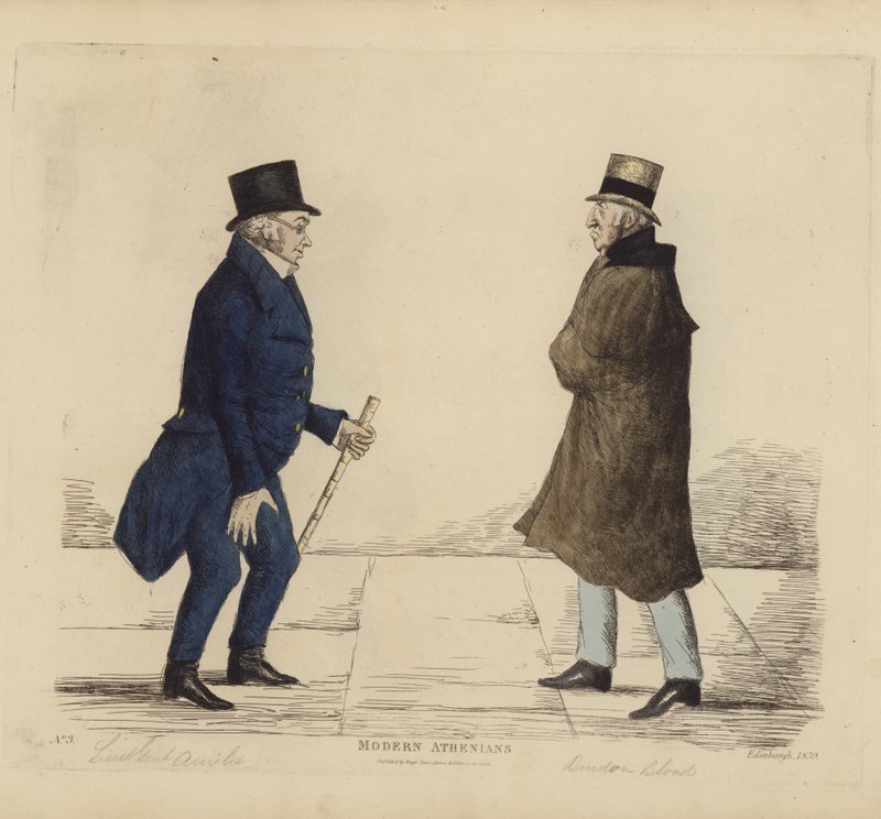 Fremtrædende Edinburghianere, alias moderne athenere, generalløjtnant George R Ainslie, Bindon Blood, Esq, of Cranacher (farvet gravering) af Benjamin William Crombie