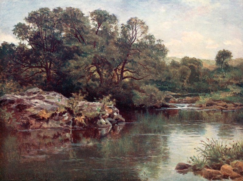 Ved floden Llugwy, nedenfor Capel Curig af Benjamin Williams Leader
