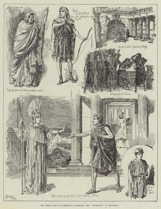 Det græske skuespil ved Cambridge University, Eumenides of Aischylus af Bernard Partridge