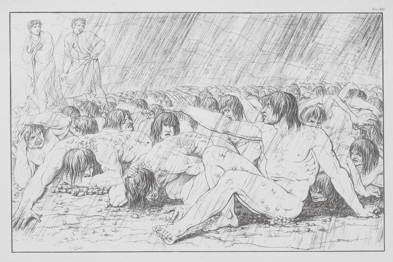 Dantes guddommelige komedie, Inferno (Helvede), planche XII (litografi) af Bernhard Schuler