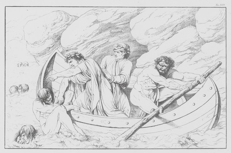 Dantes guddommelige komedie, Inferno (Helvede), planche XIV (litografi) af Bernhard Schuler