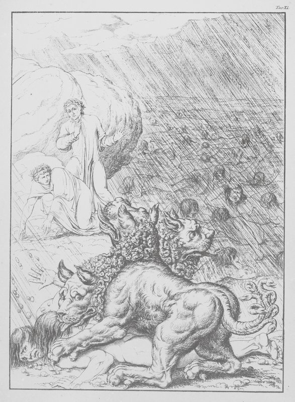 Dantes Guddommelige Komedie, Inferno (Helvede), planche XI (litografi) af Bernhard Schuler