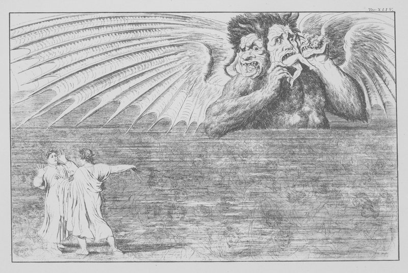 Dantes Guddommelige Komedie, Inferno (Helvede), planche XLIV (litografi) af Bernhard Schuler