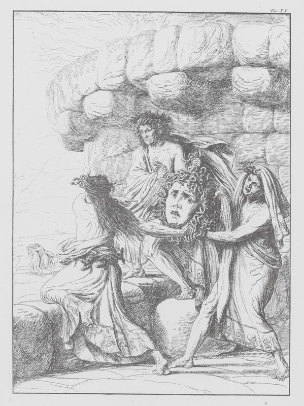 Dantes Guddommelige Komedie, Inferno (Helvede), planche XV (litografi) af Bernhard Schuler