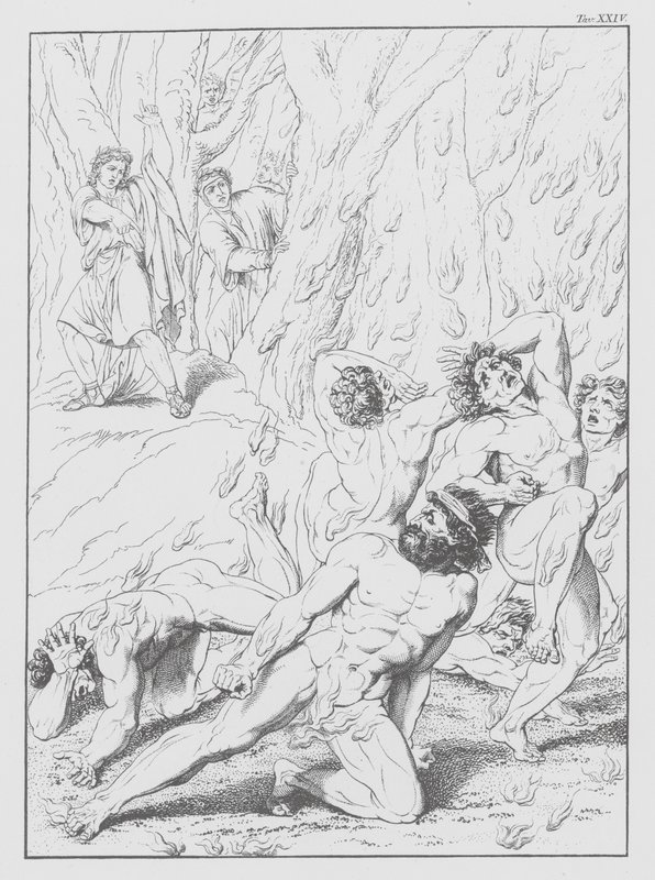 Dantes Guddommelige Komedie, Inferno (Helvede), planche XXIV (litografi) af Bernhard Schuler