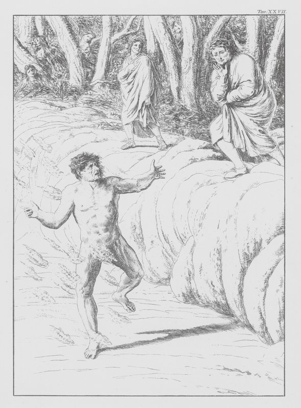 Dantes guddommelige komedie, Inferno (Helvede), plade XXVII (litografi) af Bernhard Schuler