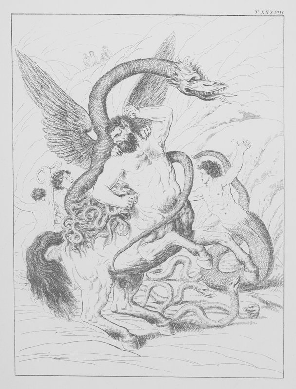 Dantes guddommelige komedie, Inferno (Helvede), plade XXXVIII (litografi) af Bernhard Schuler