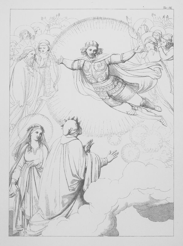 Dantes guddommelige komedie, Paradiso (Himlen), plade IX (litografi) af Bernhard Schuler