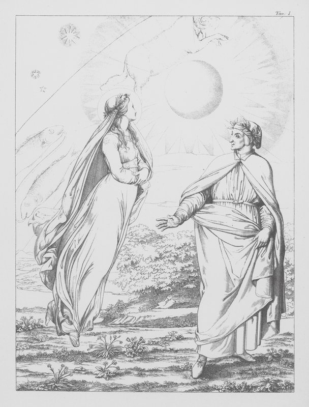 Dantes Guddommelige Komedie, Paradiso (Himlen), planche I (litografi) af Bernhard Schuler