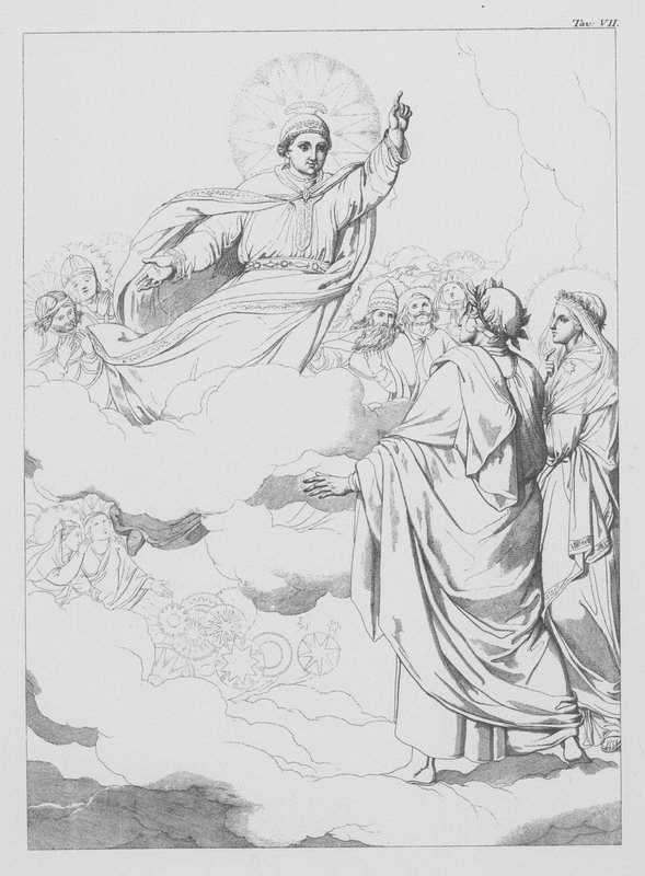 Dantes Guddommelige Komedie, Paradiso (Himlen), planche VII (litografi) af Bernhard Schuler