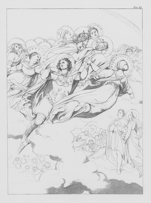 Dantes guddommelige komedie, Paradiso (Himlen), plade VI (litografi) af Bernhard Schuler