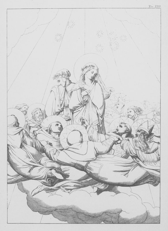 Dantes guddommelige komedie, Paradiso (Himlen), plade XIII (litografi) af Bernhard Schuler