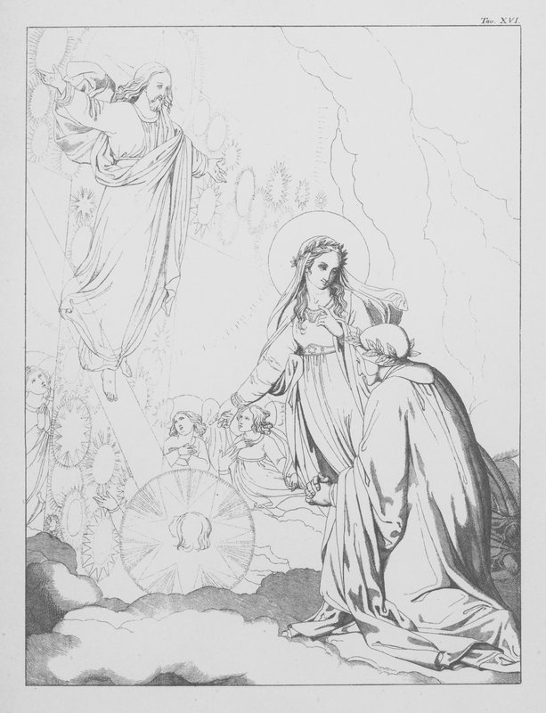 Dantes guddommelige komedie, Paradiso (Himlen), plade XVI (litografi) af Bernhard Schuler