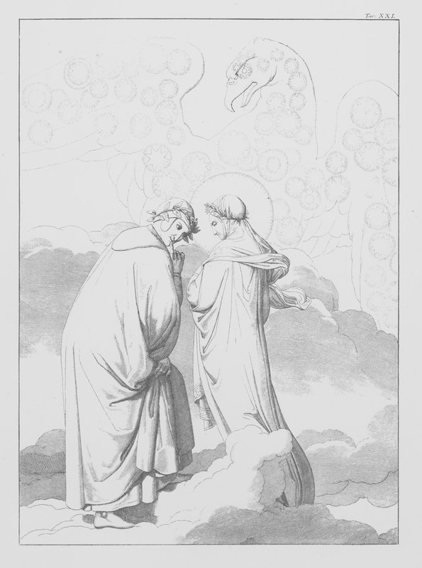 Dantes guddommelige komedie, Paradiso (Himlen), plade XXI (litografi) af Bernhard Schuler
