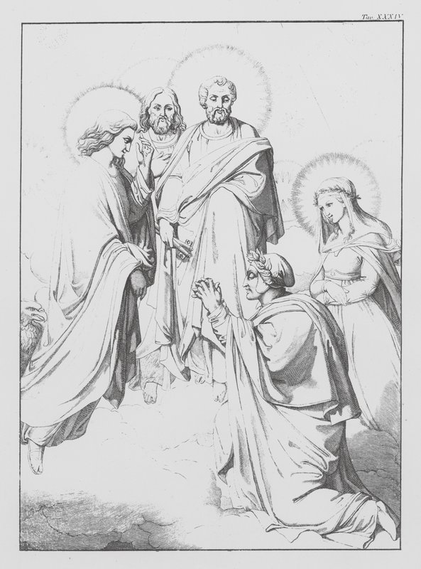 Dantes Guddommelige Komedie, Paradiso (Himlen), planche XXXIV (litografi) af Bernhard Schuler