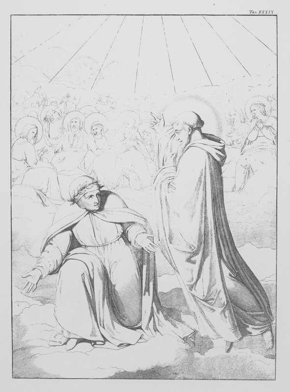 Dantes guddommelige komedie, Paradiso (Himlen), plade XXXIX (litografi) af Bernhard Schuler