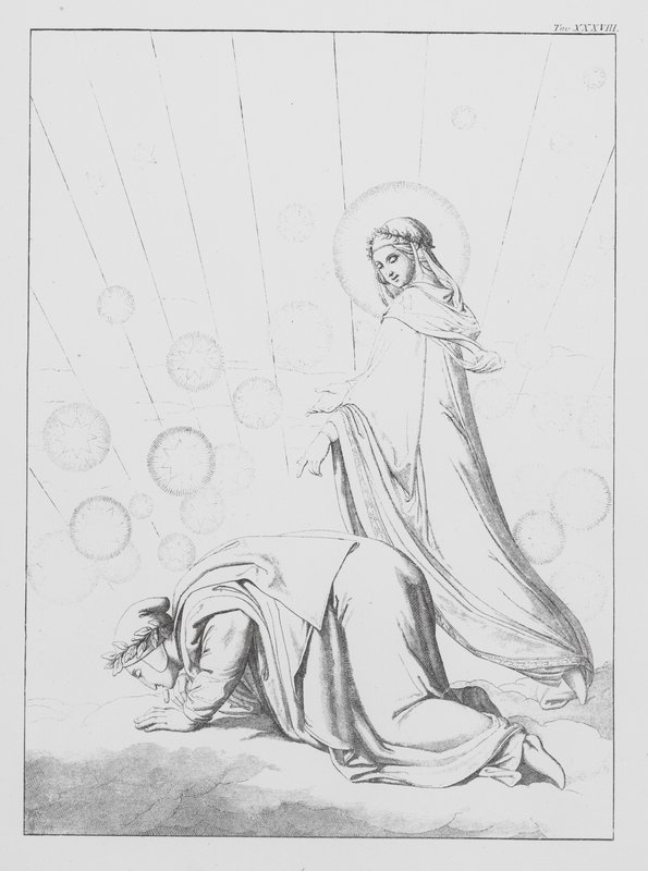 Dantes Guddommelige Komedie, Paradiso (Himlen), planche XXXVIII (litografi) af Bernhard Schuler