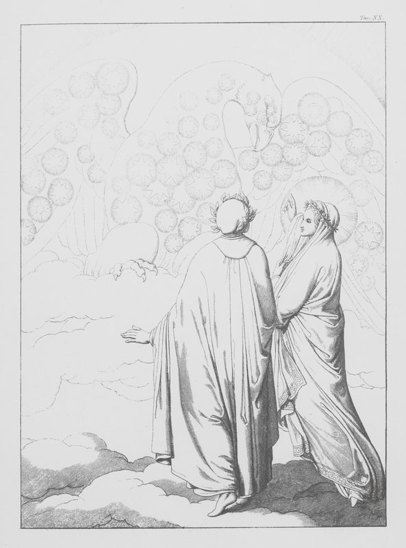 Dantes Guddommelige Komedie, Paradiso (Himlen), planche XX (litografi) af Bernhard Schuler