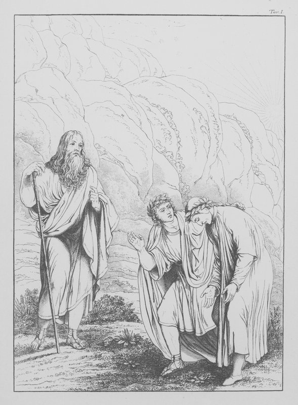 Dantes guddommelige komedie, Purgatorio (Skærsilden), plade I (litografi) af Bernhard Schuler