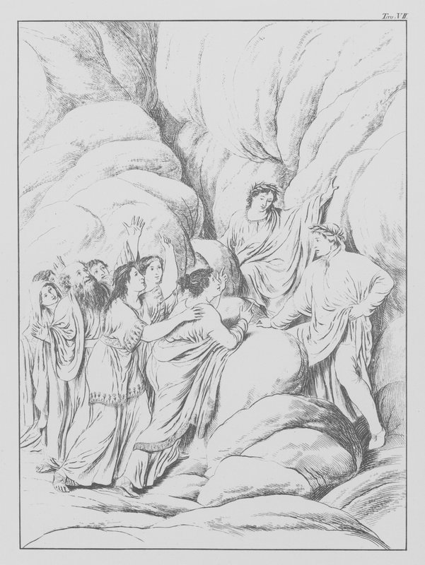 Dantes guddommelige komedie, Purgatorio (Skærsilden), plade VII (litografi) af Bernhard Schuler