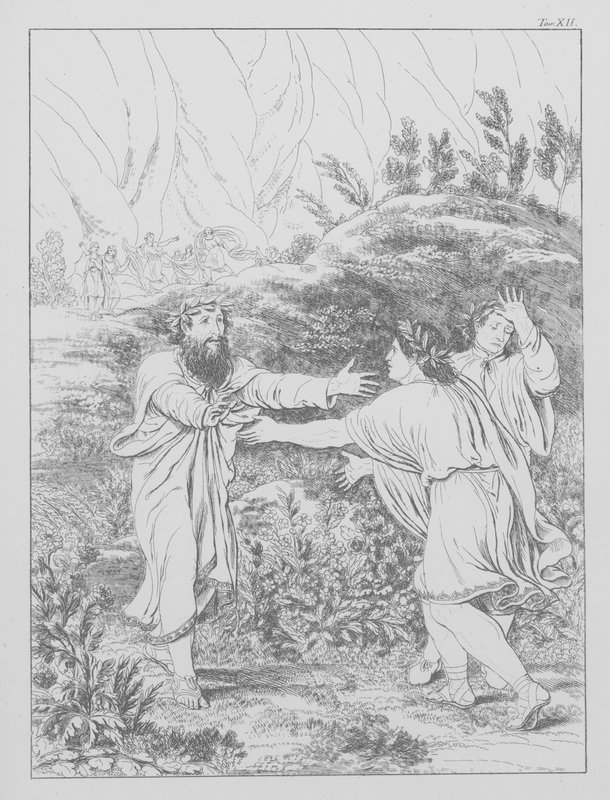 Dantes guddommelige komedie, Purgatorio (Skærsilden), planche XII (litografi) af Bernhard Schuler
