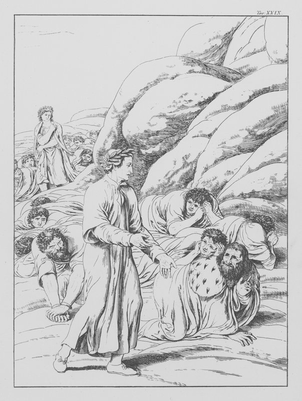 Dantes guddommelige komedie, Purgatorio (Skærsilden), plade XXIX (litografi) af Bernhard Schuler
