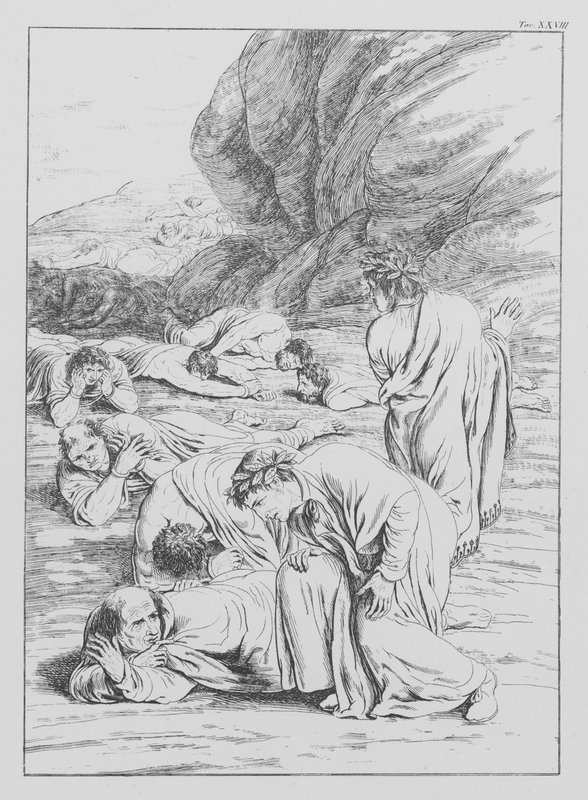 Dantes guddommelige komedie, Purgatorio (Skærsilden), plade XXVIII (litografi) af Bernhard Schuler