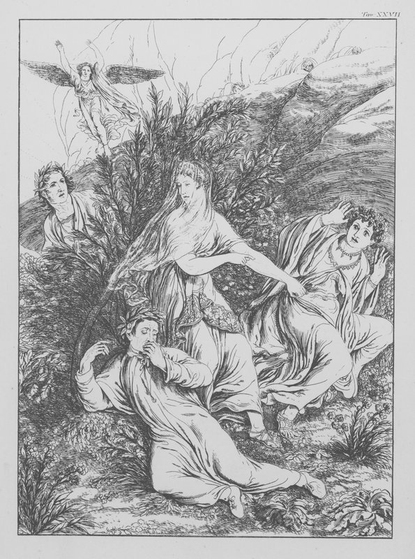 Dantes guddommelige komedie, Purgatorio (Skærsilden), plade XXVII (litografi) af Bernhard Schuler