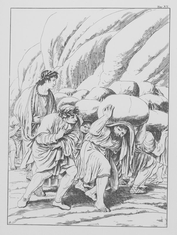 Dantes Guddommelige Komedie, Purgatorio (Skærsilden), planche XX (litografi) af Bernhard Schuler